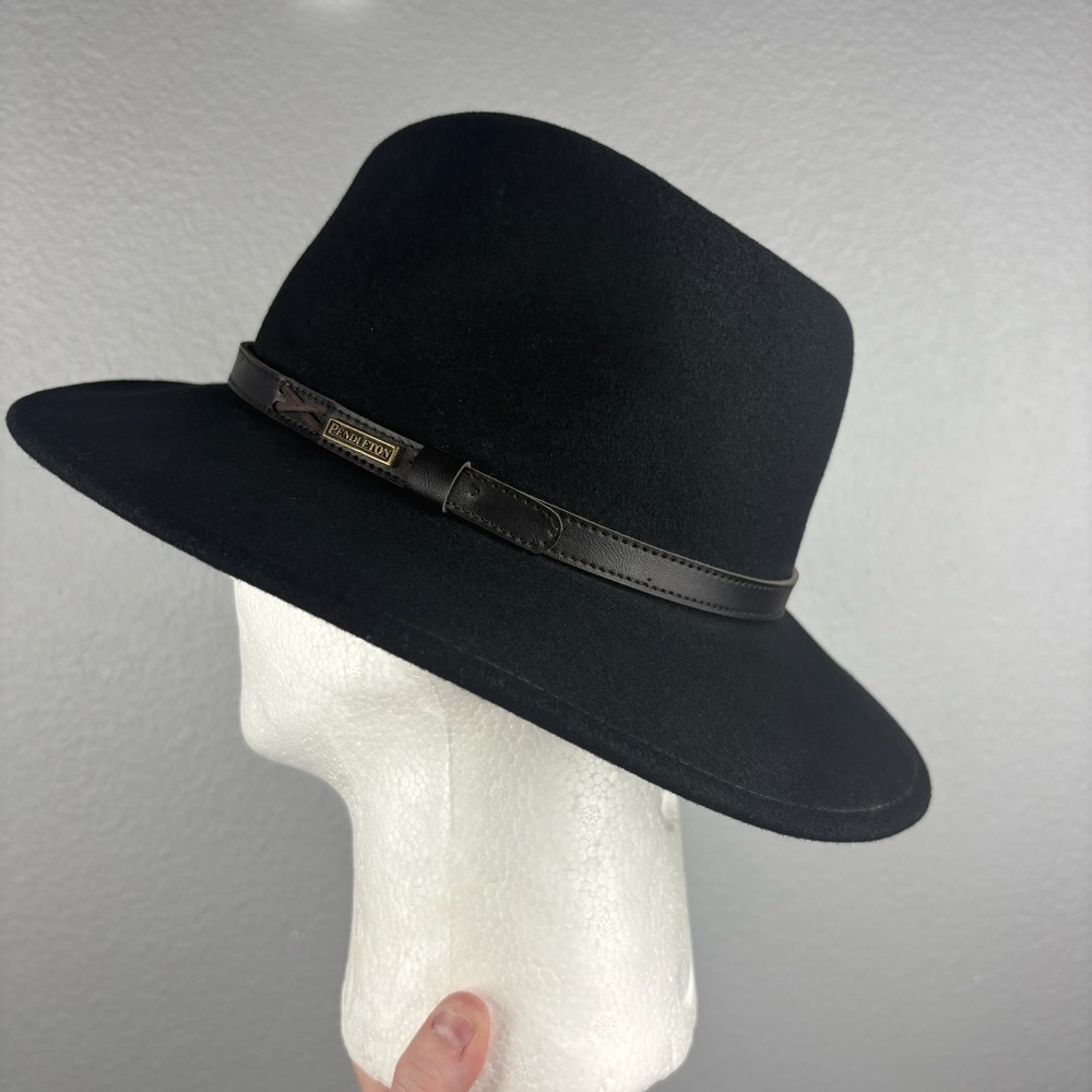 Pendleton Black 100% Wool Fedora Hat - image 6